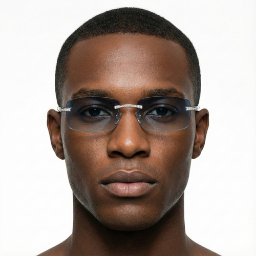 Cartier Rimless Diamond-Set Rectangular Sunglasses