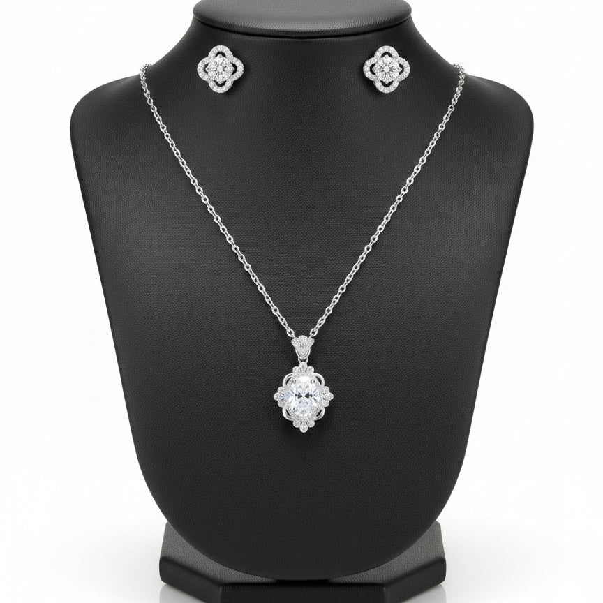 Midnight clover set, Silver