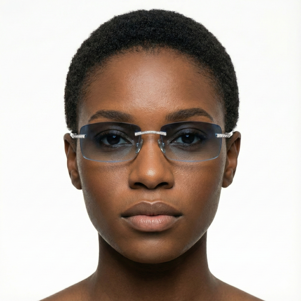 Cartier Rimless Diamond-Set Rectangular Sunglasses
