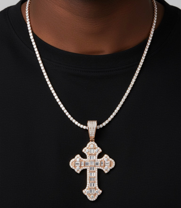 Legacy Cross Pendant with 4mm tennis chain.