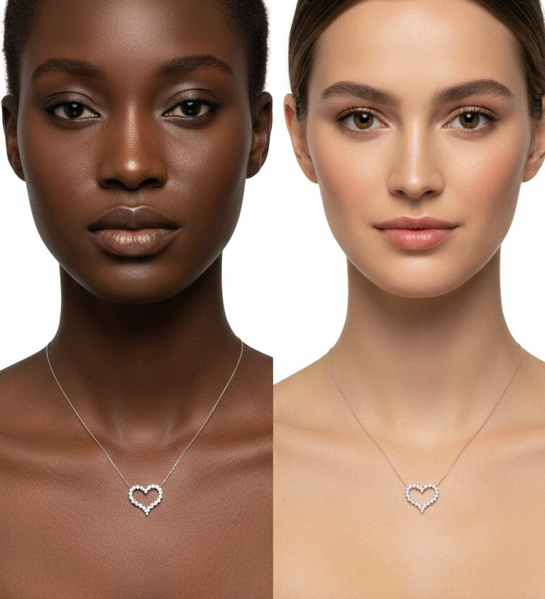 Heart necklace, silver