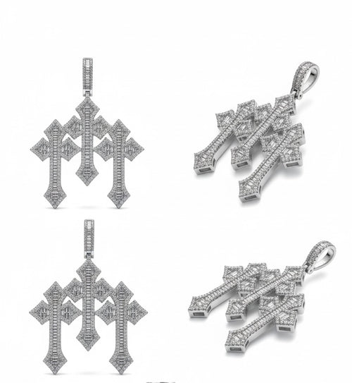3 in 1 Cross Pendant with 6mm tennis chain