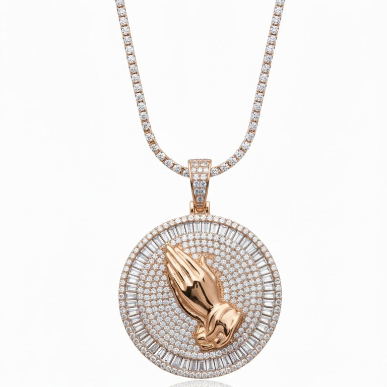 PRAY Pendant with 3mm tennis chain