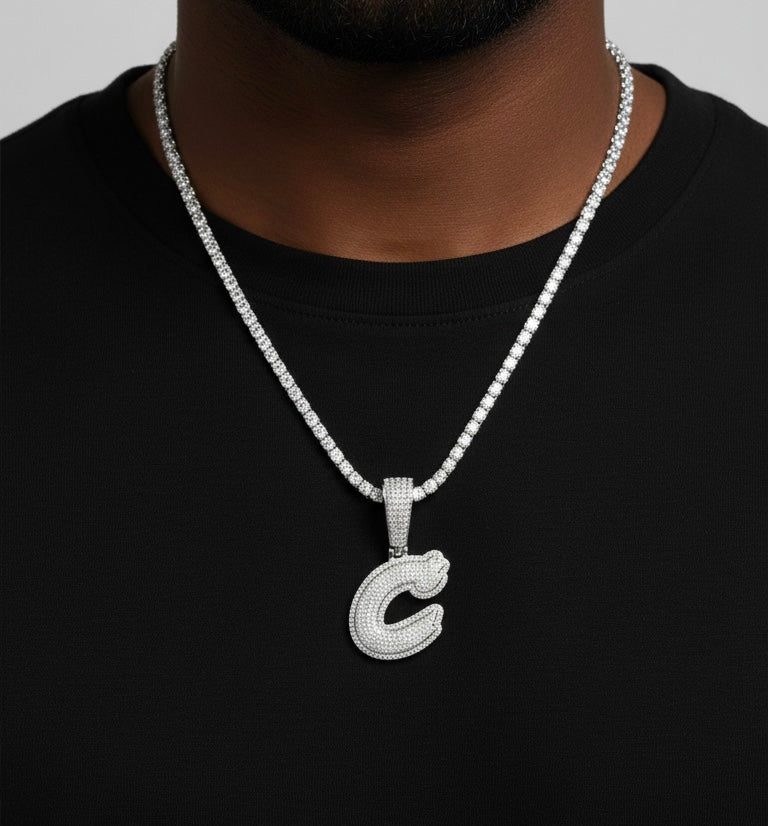 The Lagacy C Pendant with 4mm tennis chain