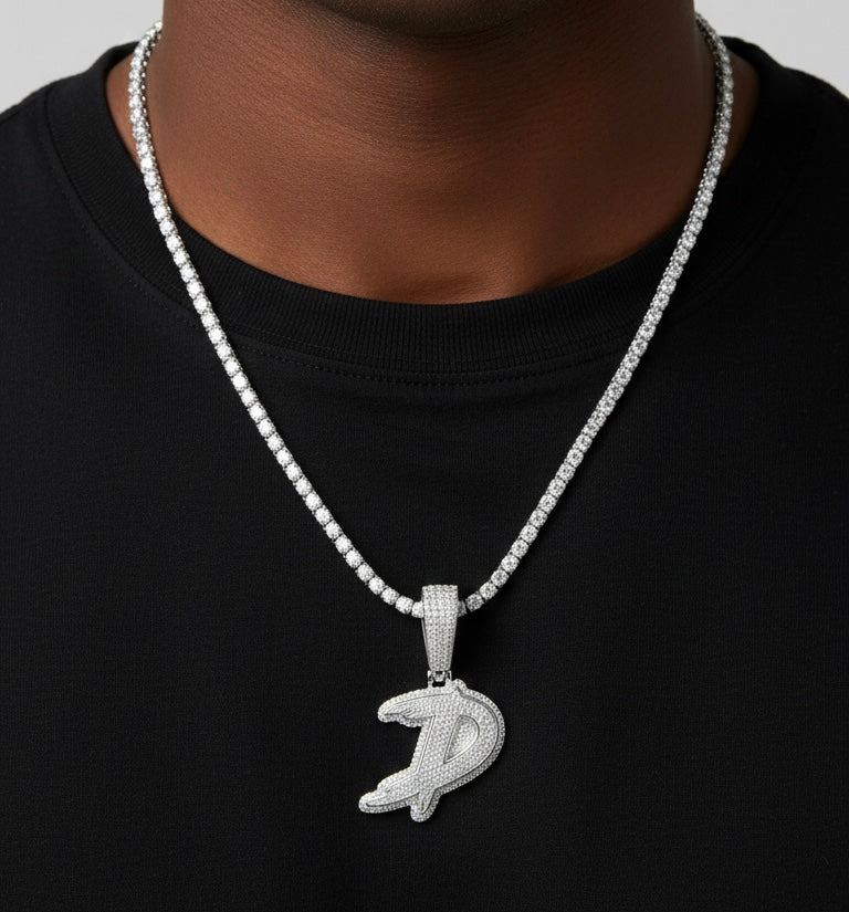 The Lagacy D Pendant with 4mm tennis chain
