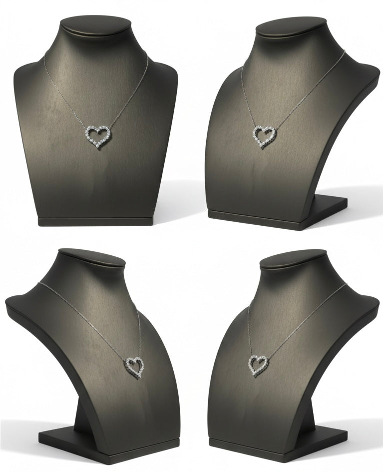 Heart necklace, silver