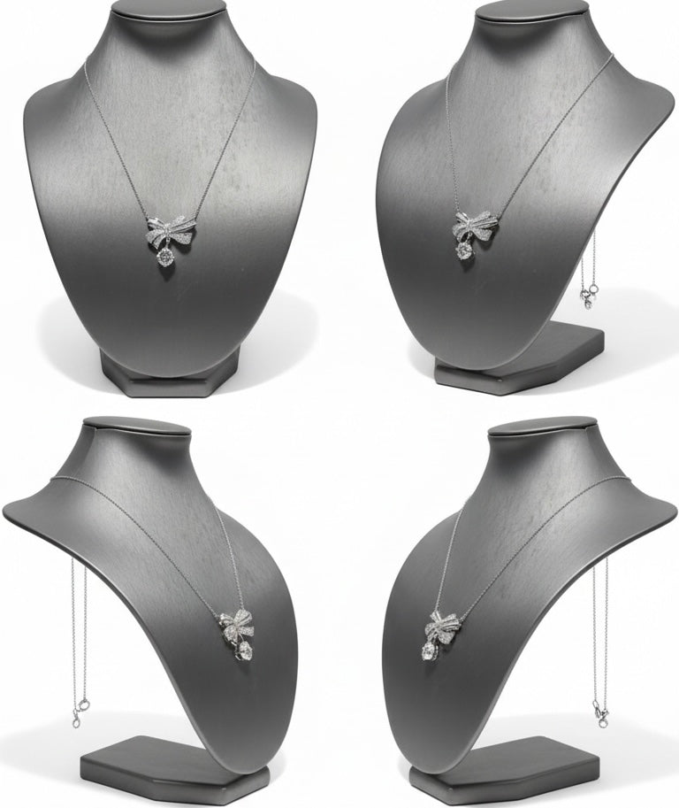 Royal bow necklace, Silver